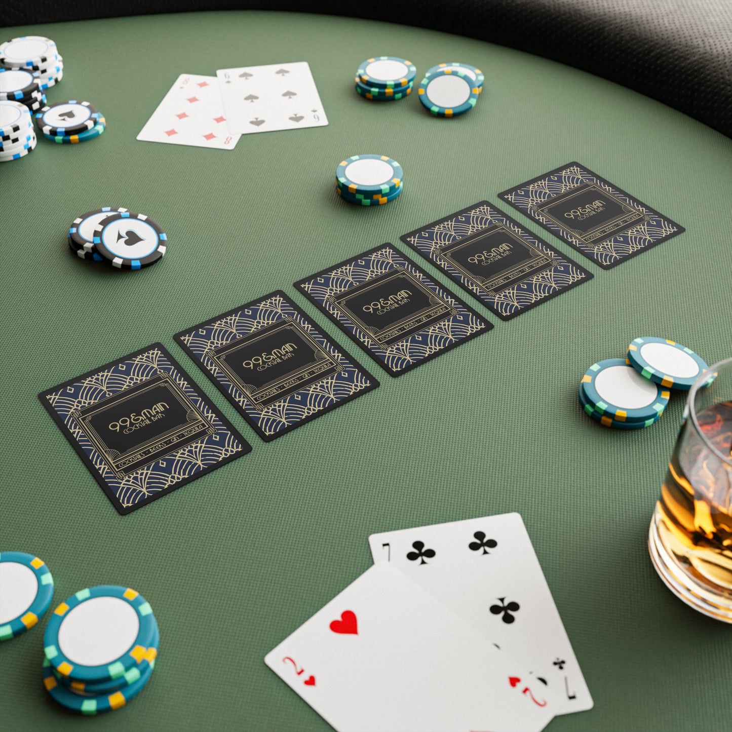 99&Main Cocktail Bar shield logo Poker Cards