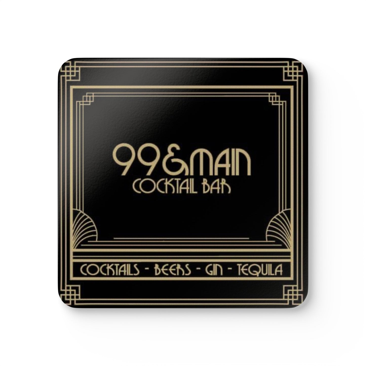 99&Main Cocktail Bar Shield Logo Corkwood Coaster Set