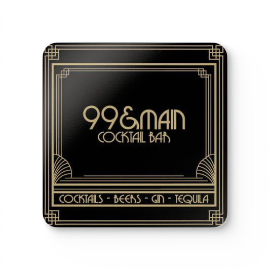 99&Main Cocktail Bar Shield Logo Corkwood Coaster Set